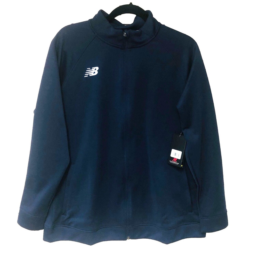 NWT‎ New Balance Womens Training Jacket Navy Poly Knit Zip Wicking Activewear XL